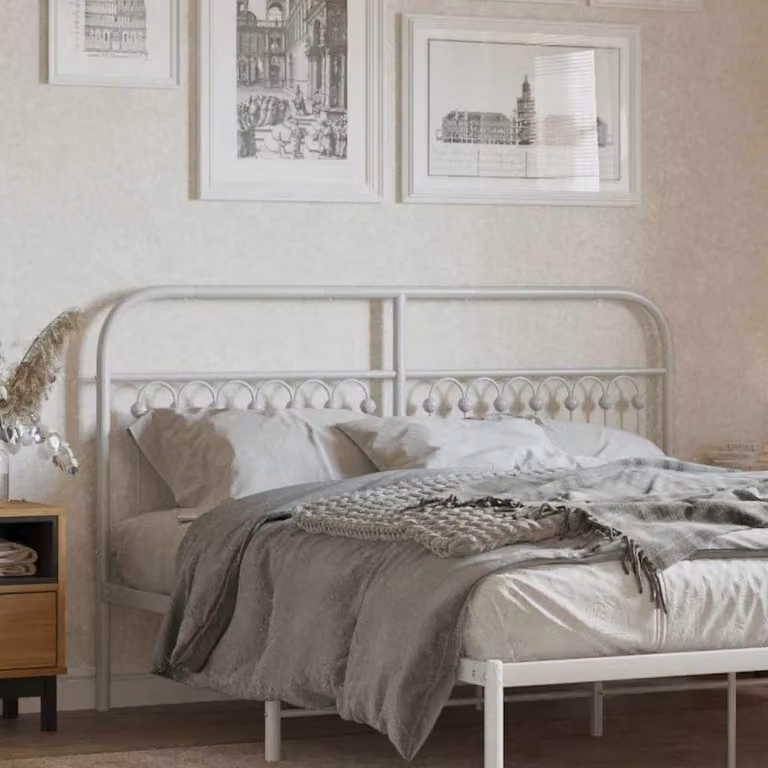 Testiera di ricambio in metallo vidaXL bianca in stile classico per camera da letto