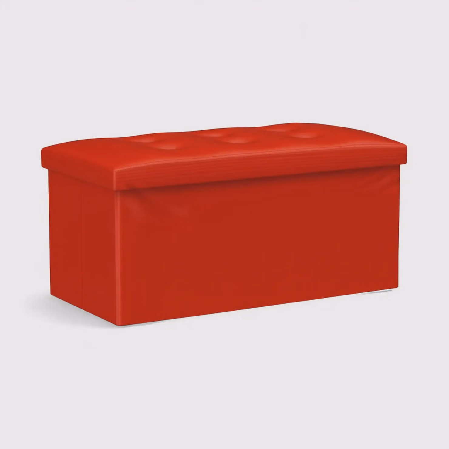 Calicanto - Pouf portaoggetti rosso imbottito con coperchio
