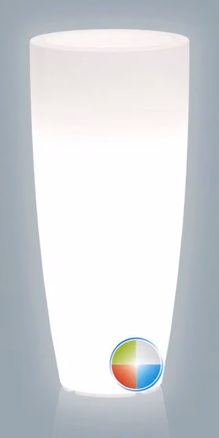 Vaso Agave Tondo TEKCNOPLAST con LED Multicolor e Batteria Ricaricabile, Bianco, H 70 cm, Ø 33 cm