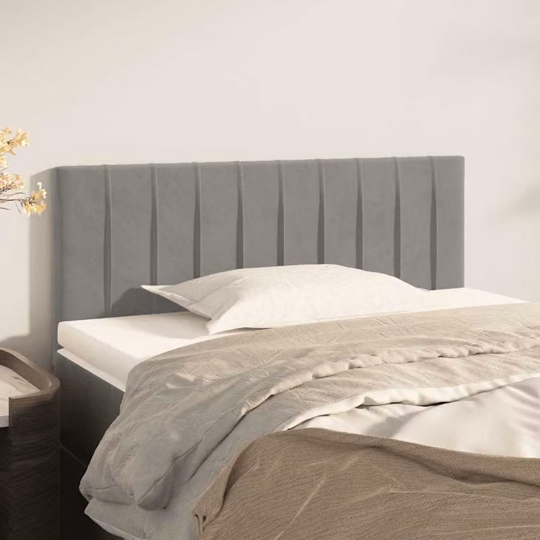 Testiera per letto vidaXL in velluto grigio chiaro con struttura in legno L: 100 cm, P: 5 cm, H: 78-88 cm