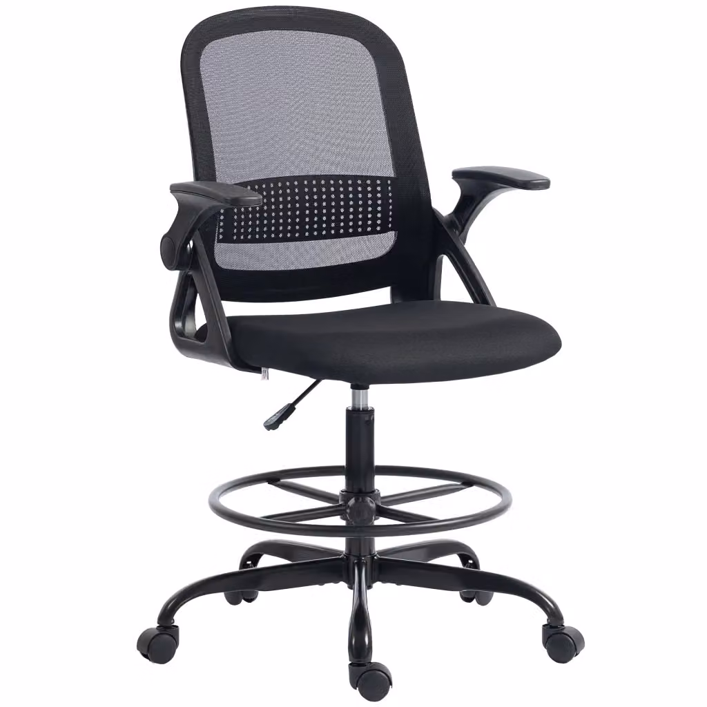 Sedia da ufficio ergonomica XYLO nera con braccioli ribaltabili, poggiapiedi e seduta in tessuto traspirante – 2