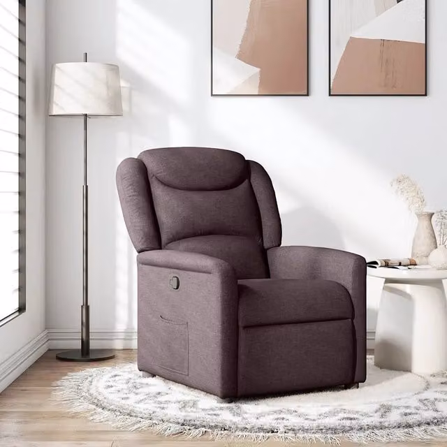 Poltrona Reclinabile Relax vidaXL in Tessuto Marrone con Braccioli e Regolazione Manuale