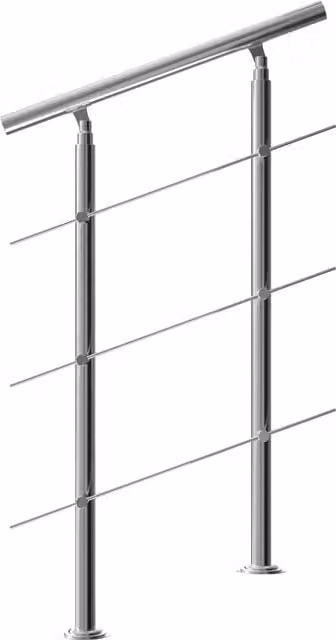 Corrimano per scale Monzana in acciaio inossidabile spazzolato color argento, modello a terra con profilo tondo, L: 80 cm