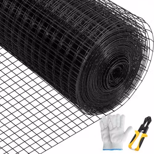 Rete metallica VEVOR in acciaio zincato e rivestimento in vinile nero per recinzioni e voliere, calibro 16, dimensioni: H 91 cm x L 1524 cm