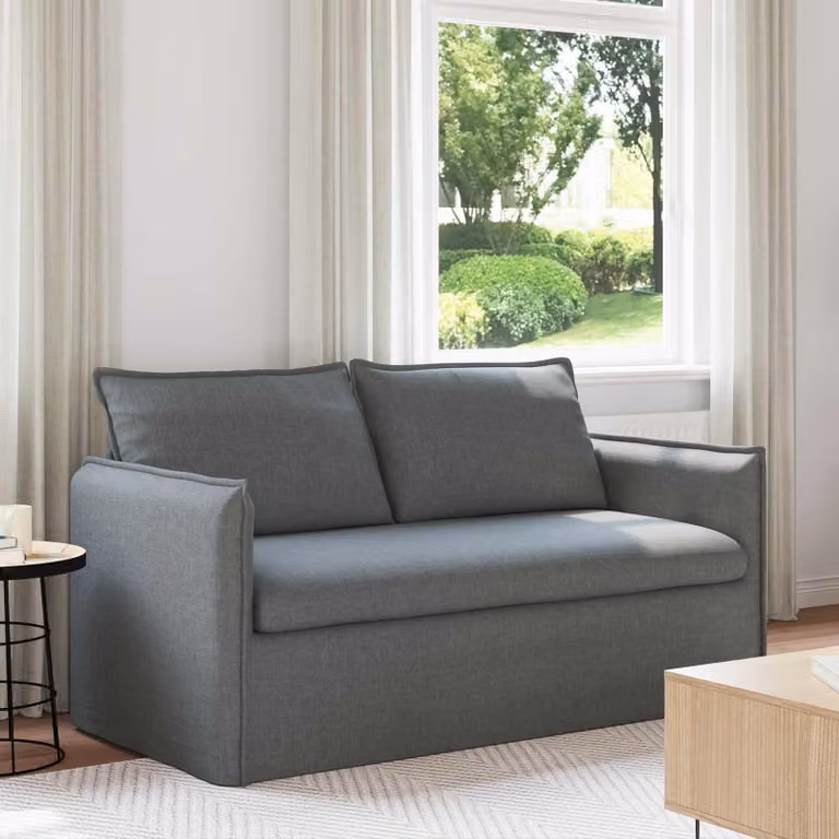 vidaXL Divano Moderno in Tessuto Grigio e Nero con Struttura in Metallo L: 156 cm, P: 82 cm, H: 85 cm