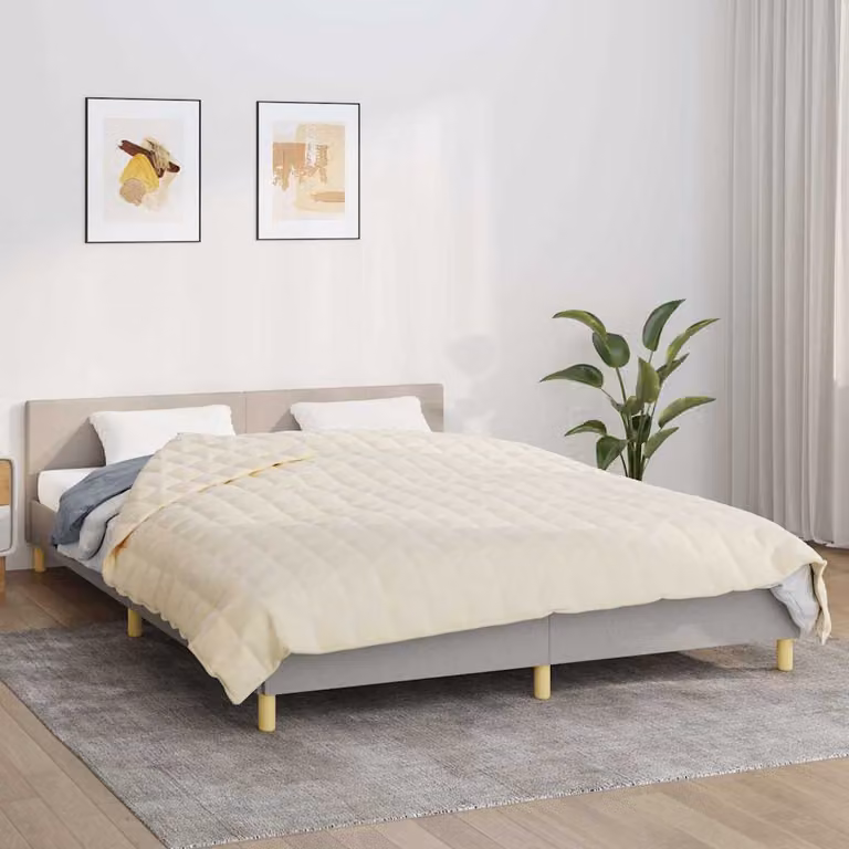 Coperta Ponderata vidaXL in Microfibra Beige, L 220 cm x P 240 cm, 15 kg, Traspirante e Anallergica
