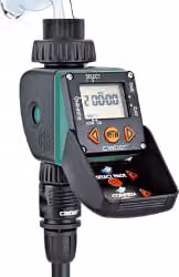 Programmatore per rubinetto Claber Aquauno Video 2 con display LCD digitale e alimentazione a batteria, nero