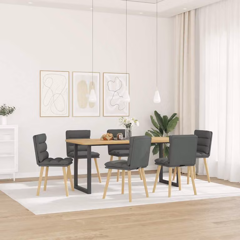Set di 6 sedie da pranzo vidaXL in tessuto grigio con struttura in legno e metallo