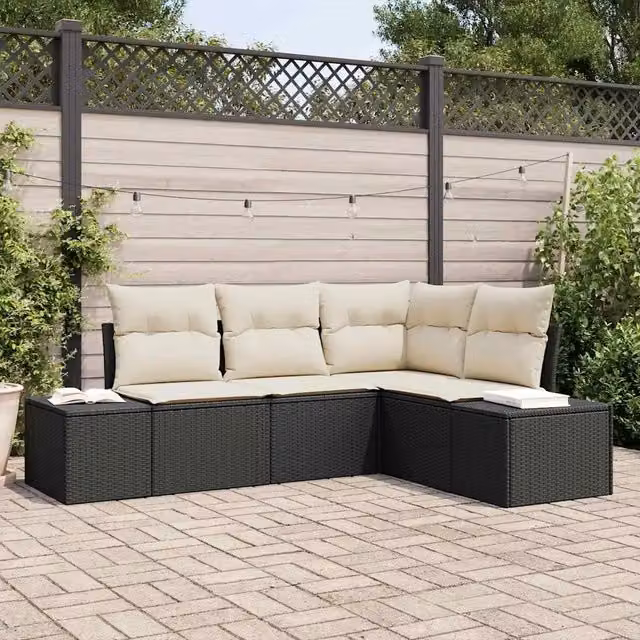 Set Divano da Giardino 4 pz Nero polyrattan 3347037