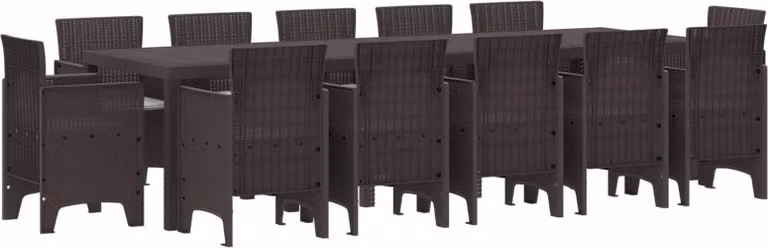 Set da Pranzo per Giardino 13 pcs Marrone e grigio chiaro