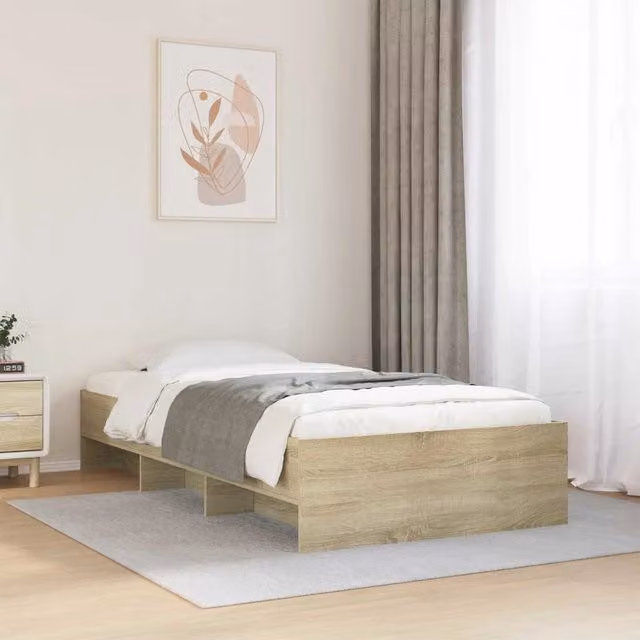 Letto moderno con scaffali laterali vidaXL in legno color marrone L 80 cm x P 200 cm x H 83 cm