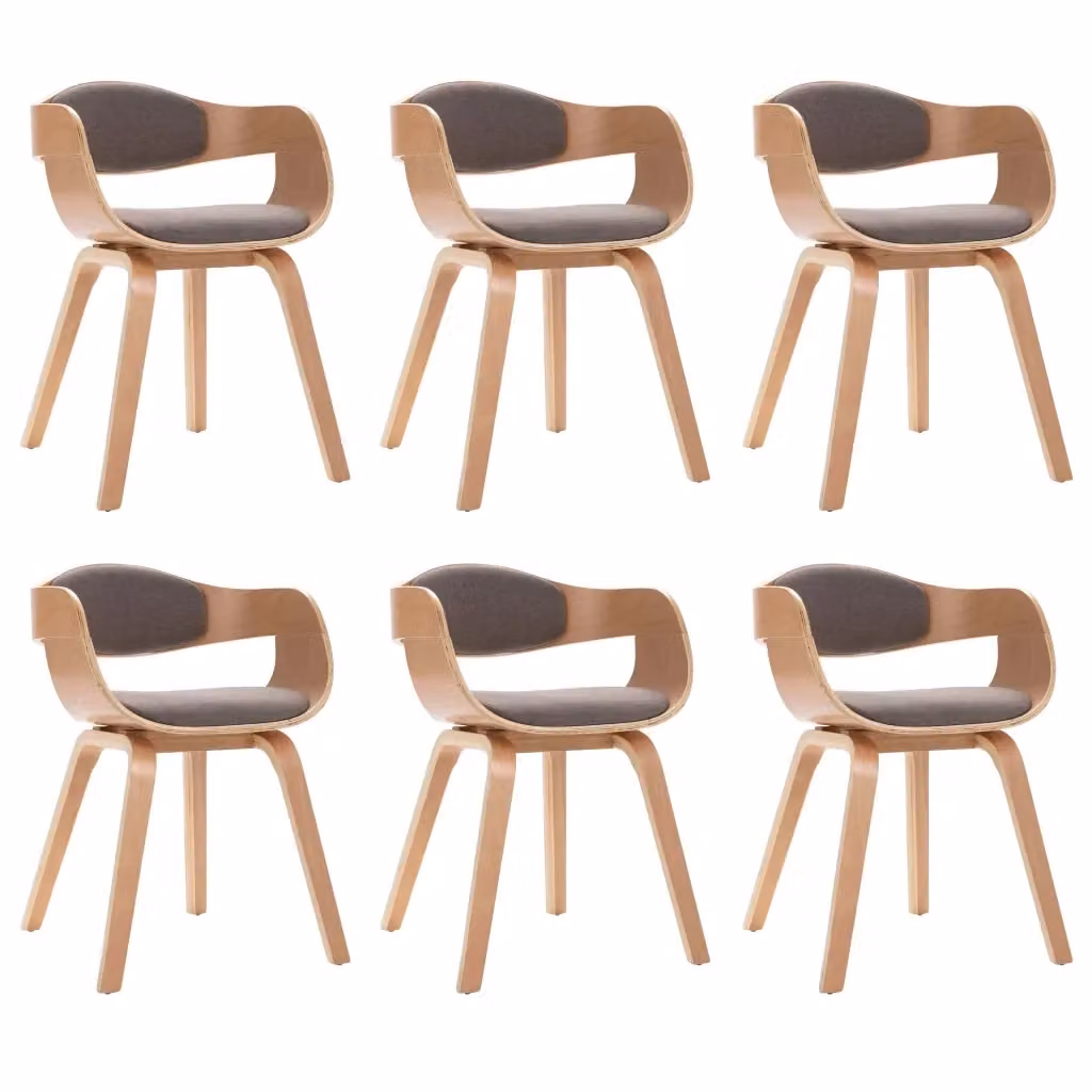 Set di 6 sedie da pranzo moderne vidaXL in legno e tessuto grigio – 2