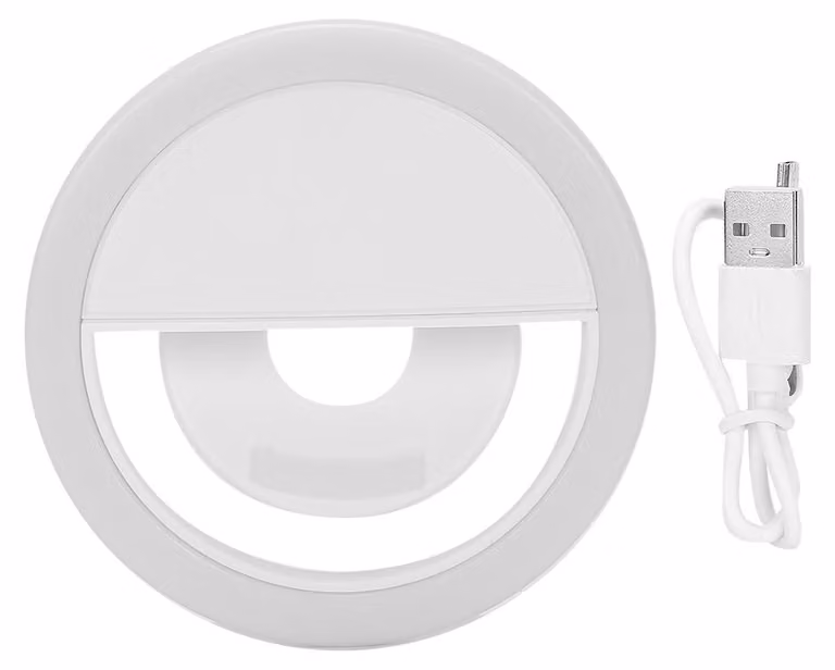 Luce di riempimento per cellulari, lampada circolare LED dimmerabile, ricaricabile tramite USB, live streaming