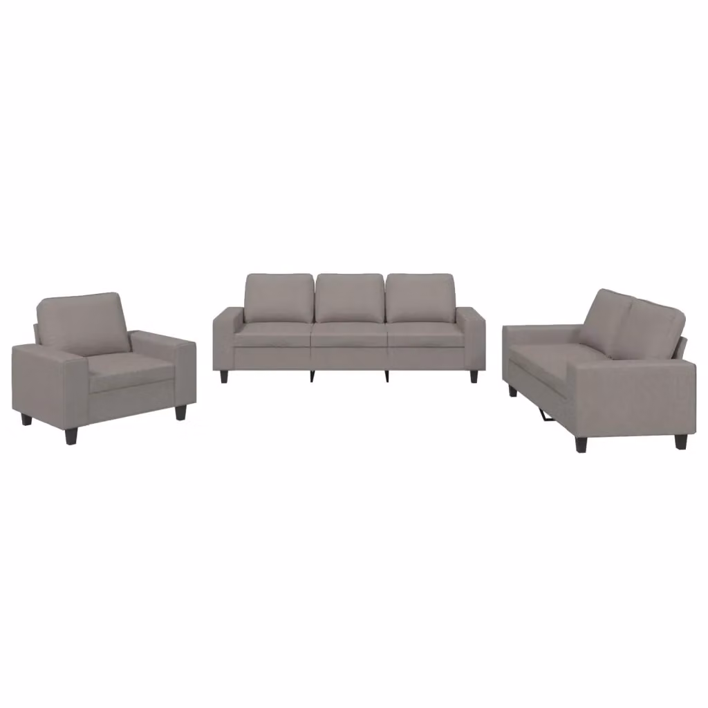 Set di divani moderno vidaXL in tessuto beige e grigio composto da un divano a 3 posti e un divano a 2 posti con cuscini inclusi – 2