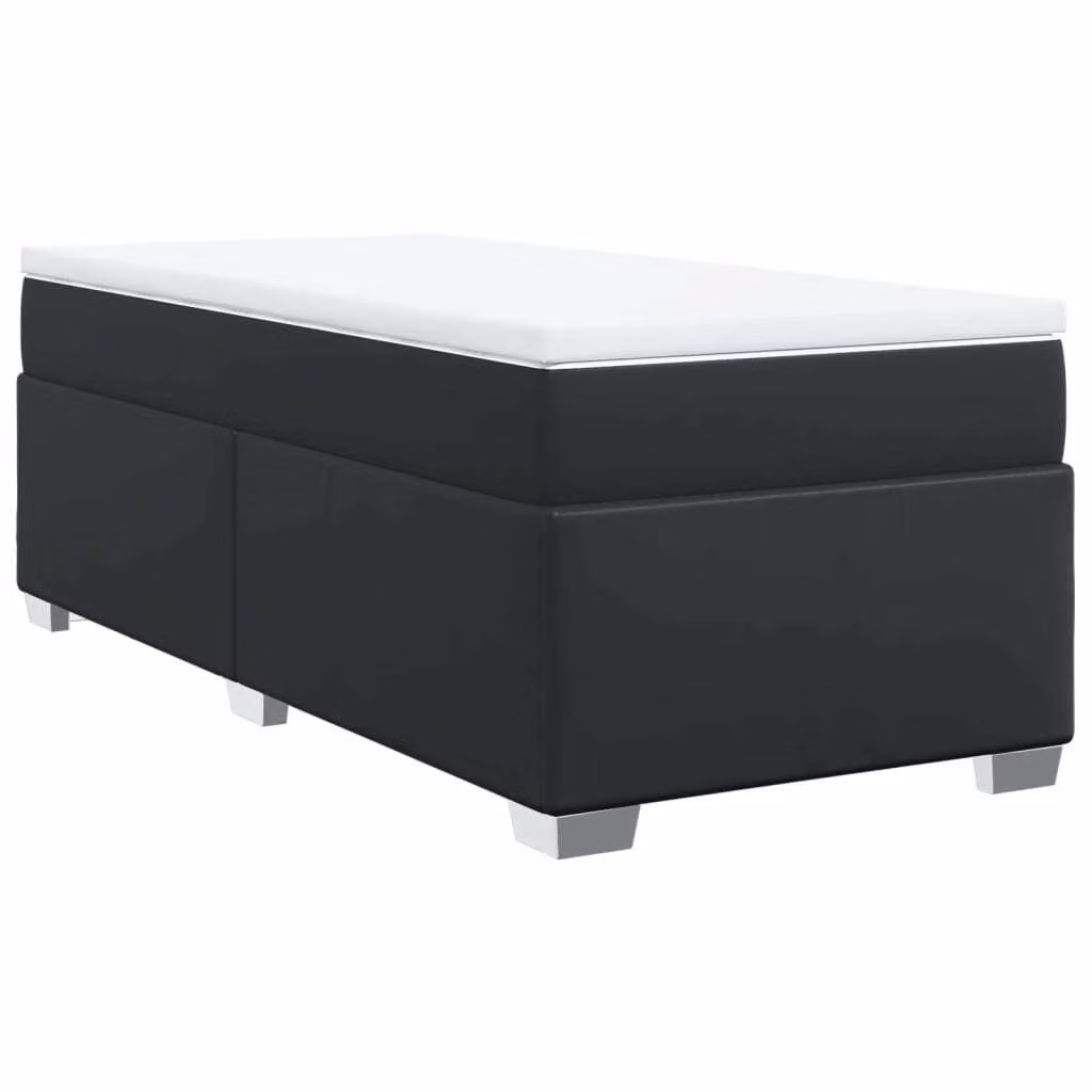 Giroletto a Molle con Materasso Nero 90x200 cm in Pelle finta