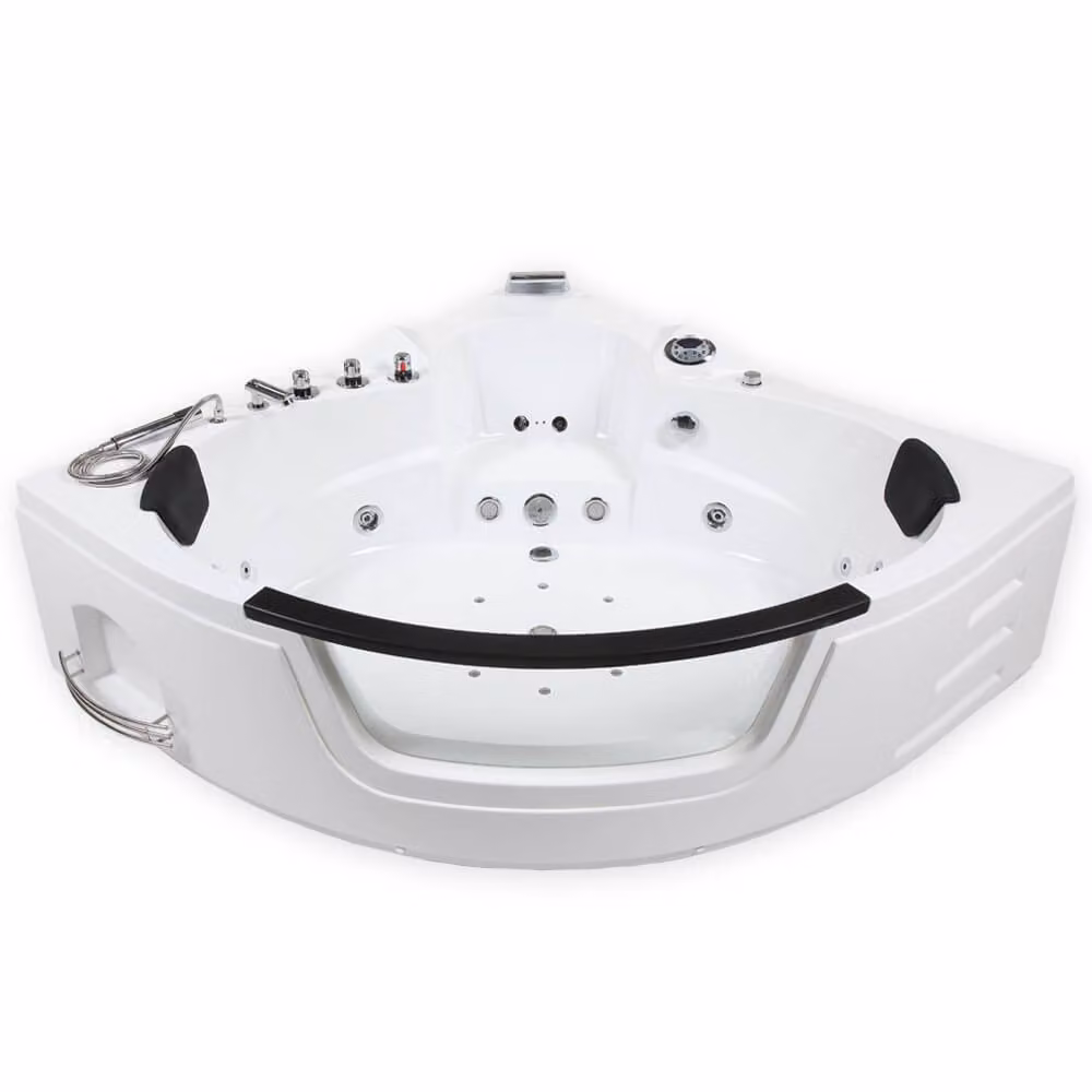 Home Deluxe - Whirlpool - Laguna L - Bianco, dimensioni 157x157x65cm - incl. radio, riscaldamento e terapia della luce I Vasca ad angolo per 2 persone, vasca interna