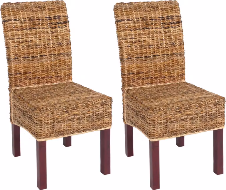 set di 2 sedie da pranzo sedia in vimini M69 sedia BALI banana wicker ~ light, senza cuscino