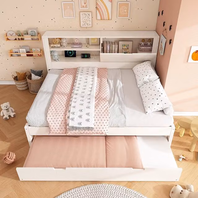 Divano letto matrimoniale - Xylo - 140¡Á190 cm - Bianco - Con letto aggiuntivo 90¡Á190, contenitore, ricarica USB/USB-C