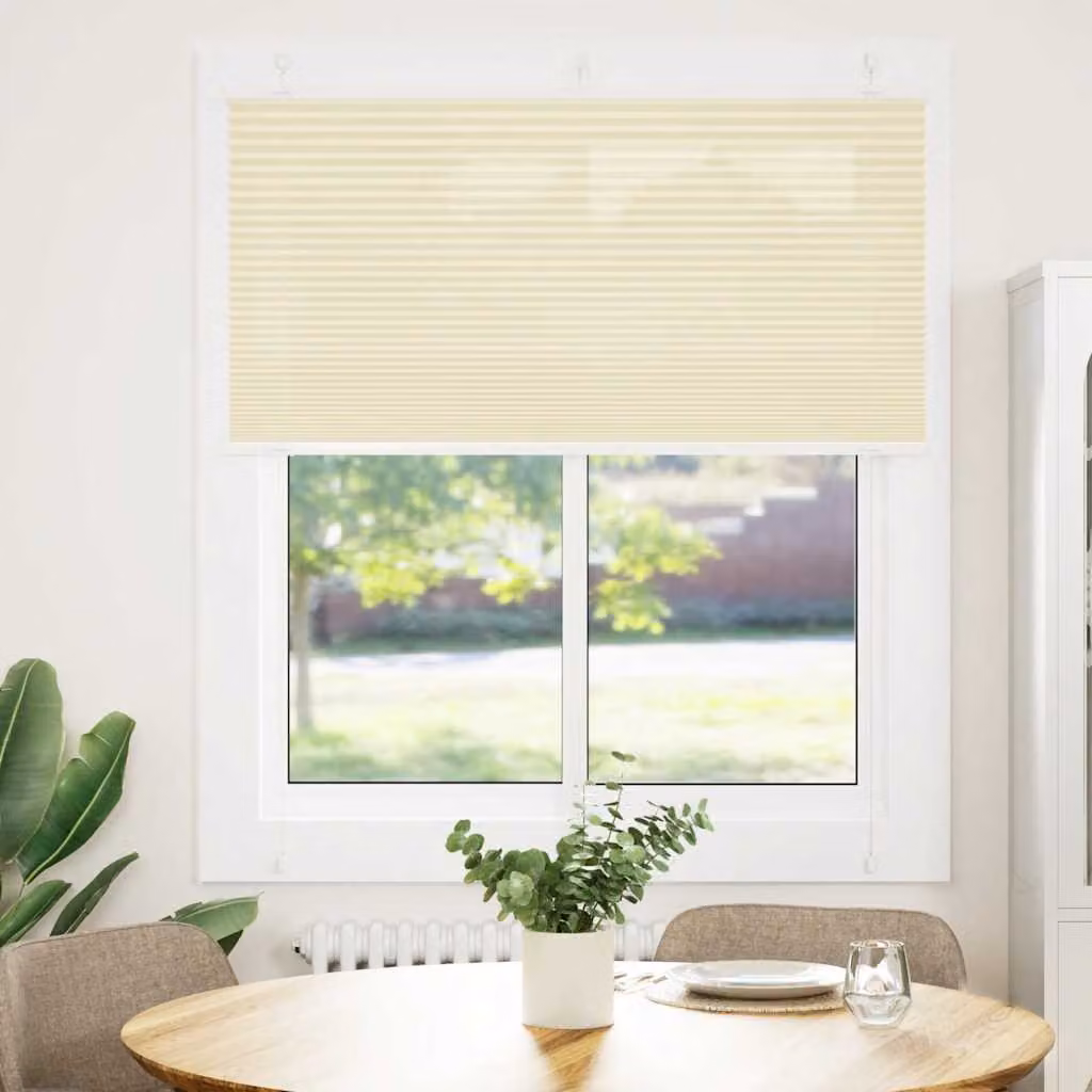 vidaXL Tenda Plissettata Crema 120x150 cm Larghezza Tessuto 119,4 cm