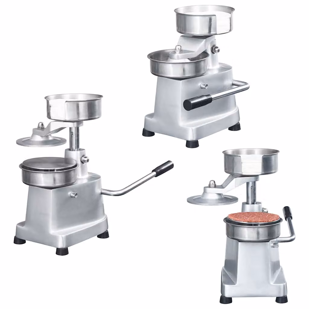 vidaXL Pressa per Hamburger in Alluminio con 500 Fogli di Carta Patty, Colore Argento, Diametro 10 cm