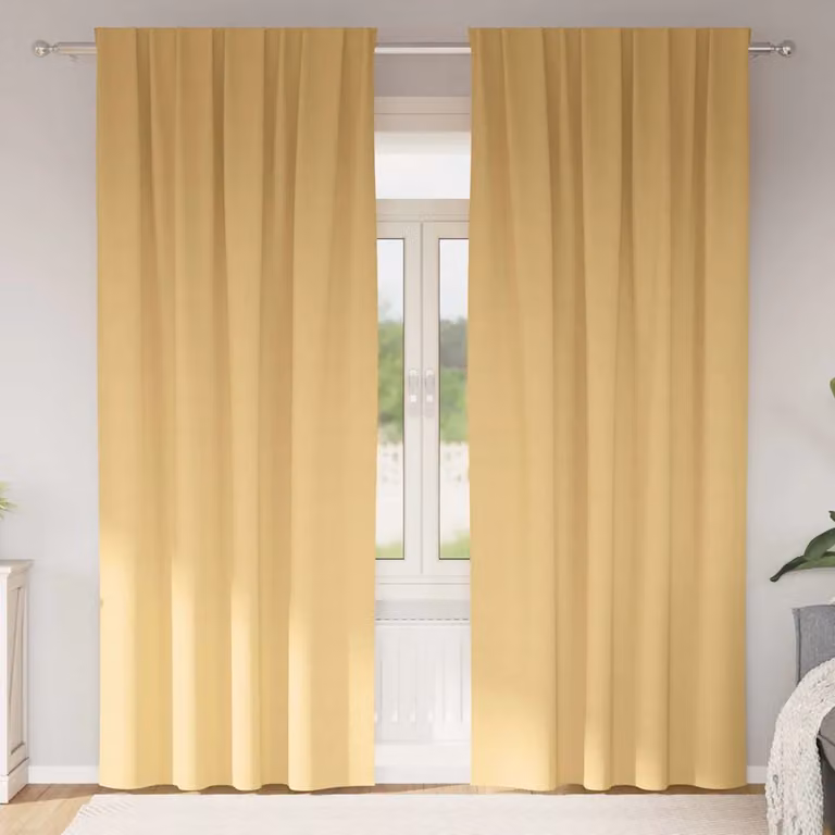 Set di 2 tende blackout vidaXL con anelli in poliestere, colore beige, H 245 cm x L 140 cm