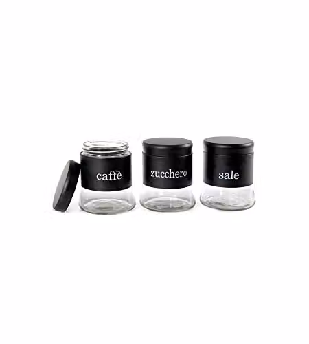 Barattoli Vetro Nero 3Pz Utilissimi