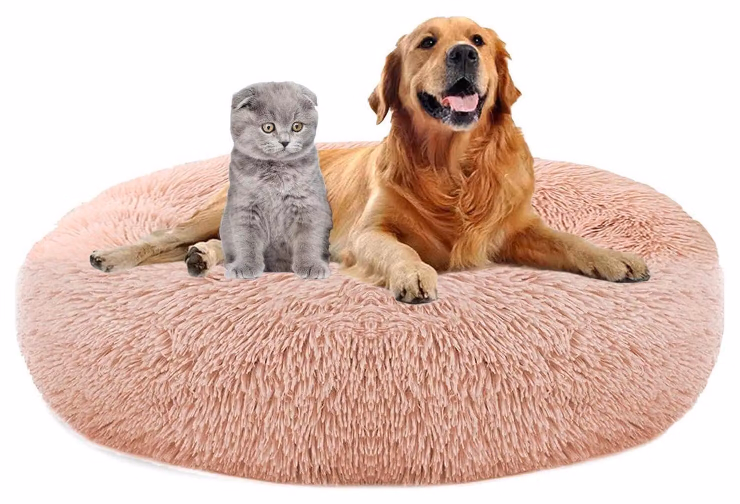 Cuccia per cani, forma circolare, diametro 120 cm, in peluche, lavabile, antiscivolo, in pelle rosa