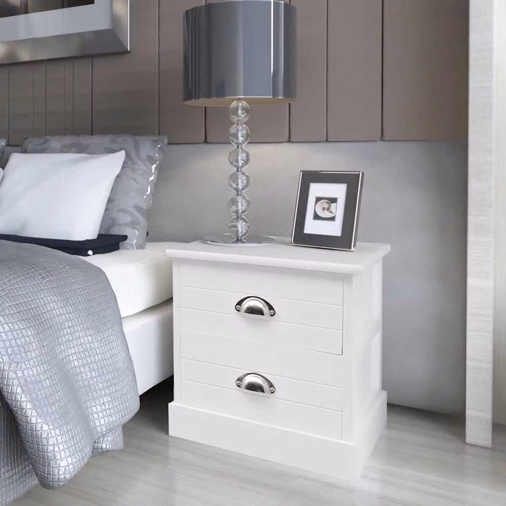 Set di 2 comodini in stile francese vidaXL in legno bianco laccato