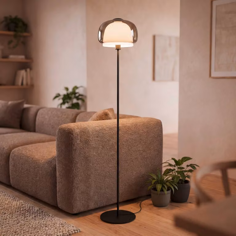 EGLO Lampada da terra Belomontejo, Alluminio / Grigio / Zincato, Soggiorno / Sala da pranzo, Metallo, Giovanile, Lampada da terra