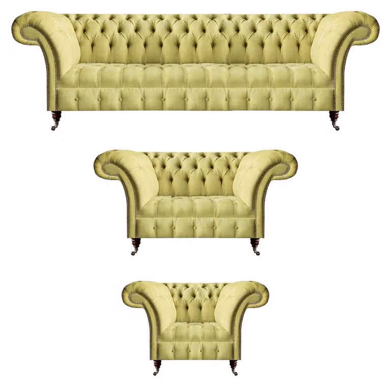 Wohnzimmer Sofa Set 3tlg Luxus Sitzmöbel Chesterfield Sofagarnitur