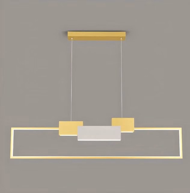 Lampadario a sospensione LED Trade Shop Traesio con telecomando, design moderno rettangolare, colore oro, 36W