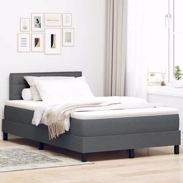 Letto a molle con testiera Grigio scuro 120 x 190 cm Tessuto 3338595