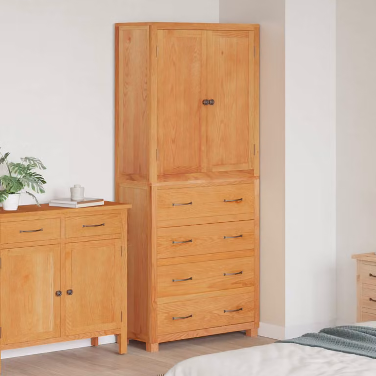 Set di 2 mobili per magazzino e soggiorno vidaXL in legno di quercia marrone con ante a battente e cassetti, L/P/H: 80 x 35 x 185 cm