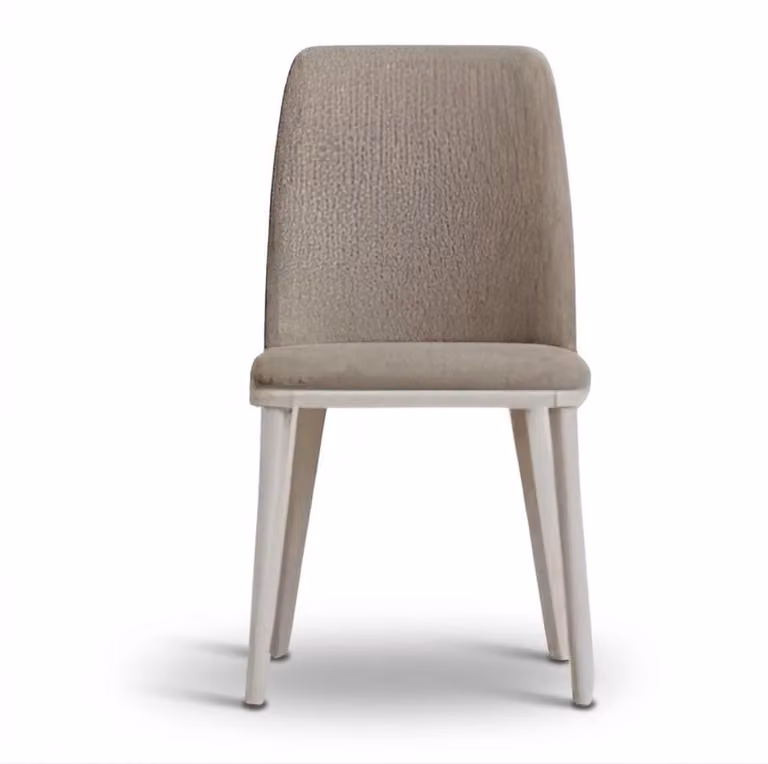 Poltrona imbottita moderna, color beige crema – elegante sedia da pranzo di design
