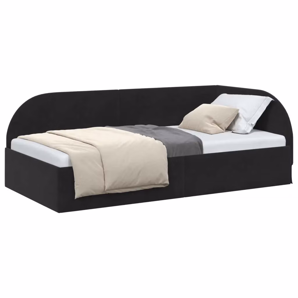 Letto ad angolo vidaXL in velluto nero con struttura in legno, L/P/H: 190 x 90 x 72 cm – 2
