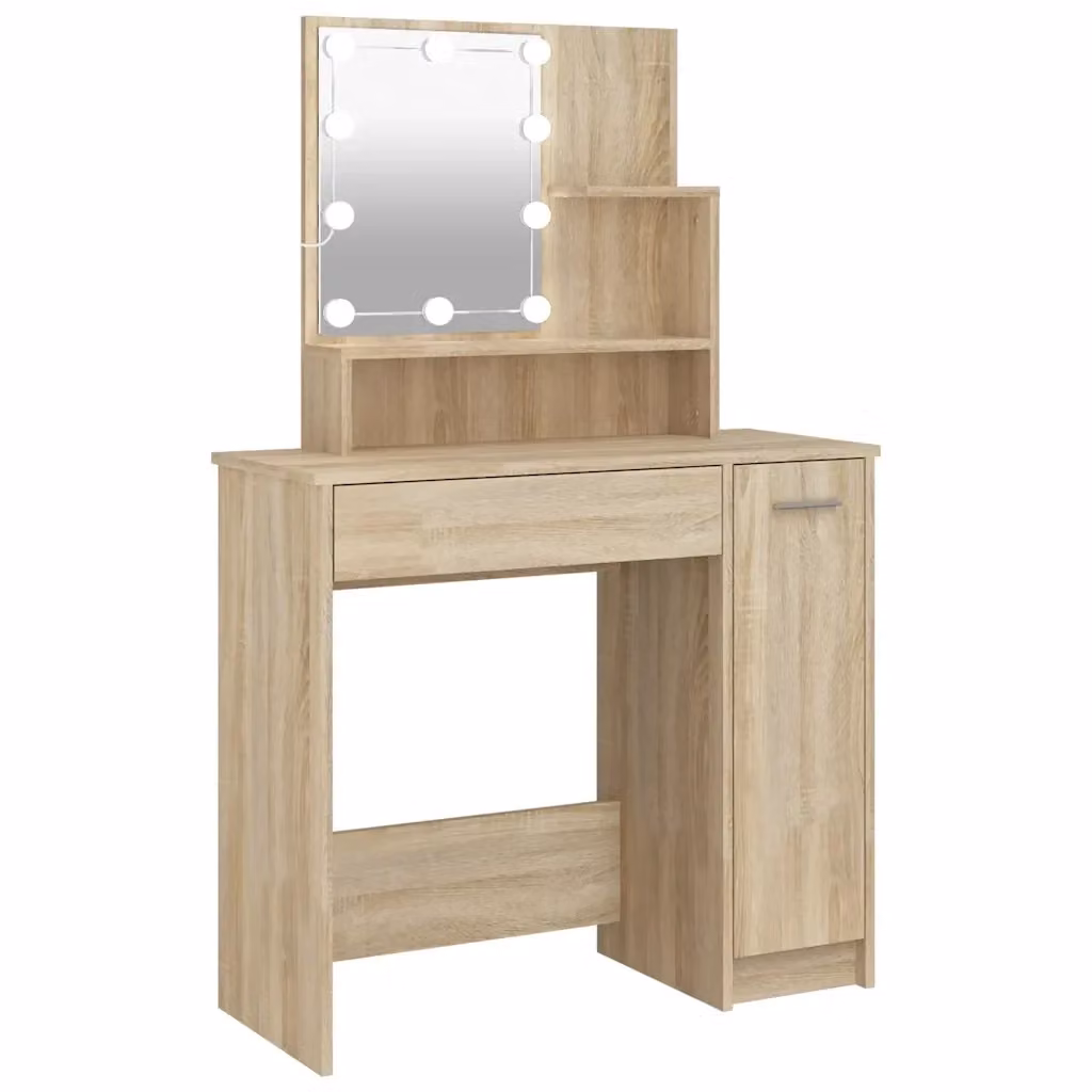 Toeletta moderna con LED vidaXL in Rovere Sonoma, L: 86,5 cm, P: 35 cm, H: 136 cm – 2