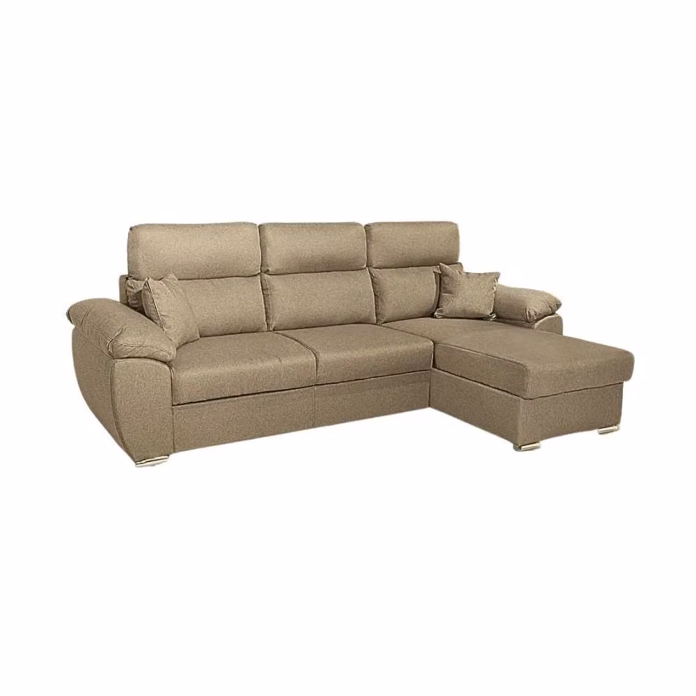Divano con penisola contenitore Como color cappuccino in tessuto Giulia9703 con funzione letto e poggiatesta regolabile L/P/H: 265 x 166 x 91 cm – 2