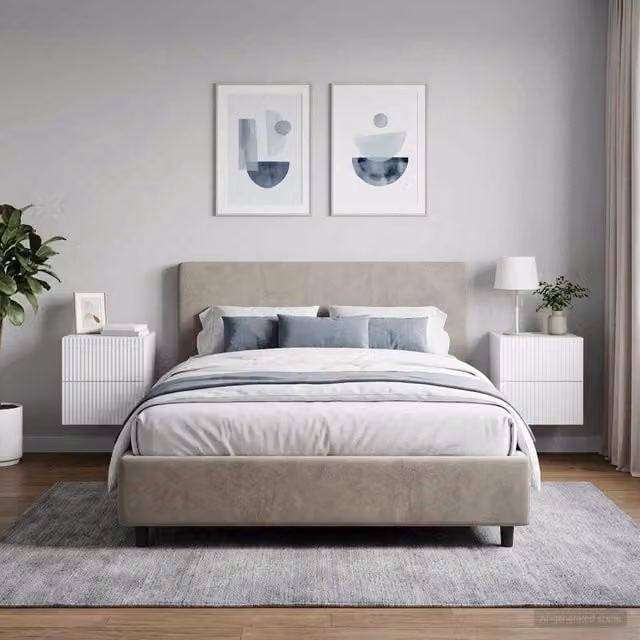 Set di 2 comodini sospesi vidaXL Bianco Lucido L: 33 cm, P: 34,5 cm, H: 40 cm