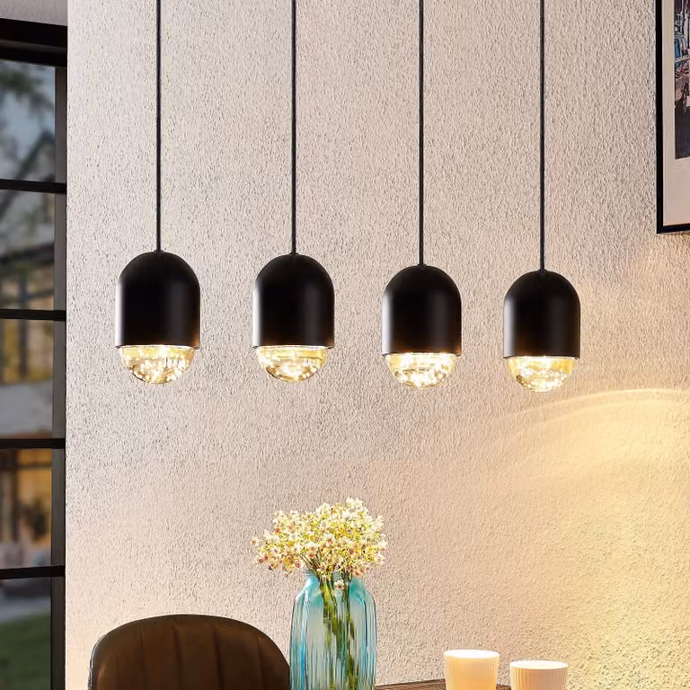 Lampada a sospensione Amielle Lucande, dimmerabile, Nero, Soggiorno / Sala da pranzo, Metallo, Moderno, Lampada a sospensione