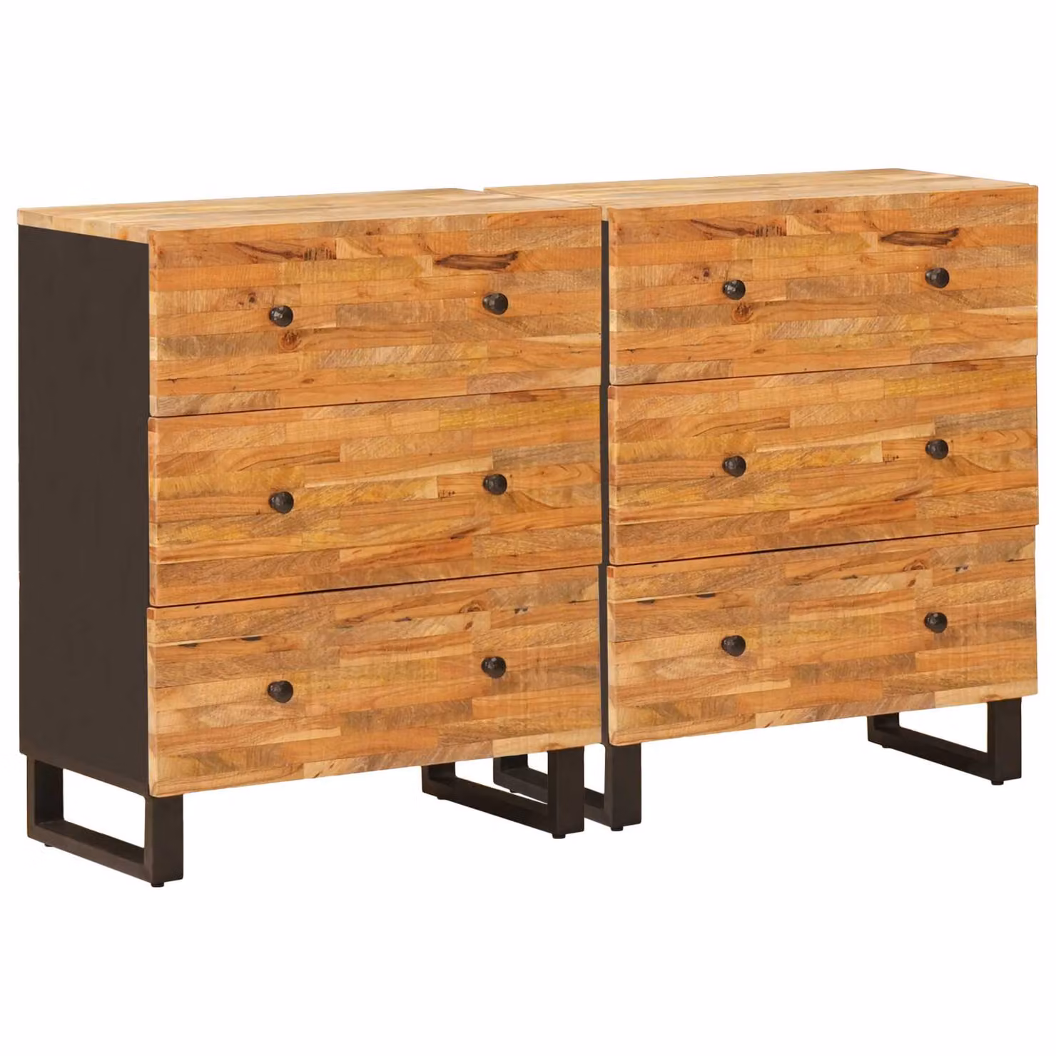 Set di 2 credenze moderne vidaXL in legno di mango massello marrone L: 60 cm, P: 33 cm, H: 75 cm – 1