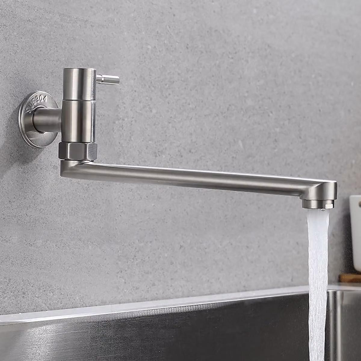 Rubinetto girevole per acqua fredda, da montare a parete, per cucina