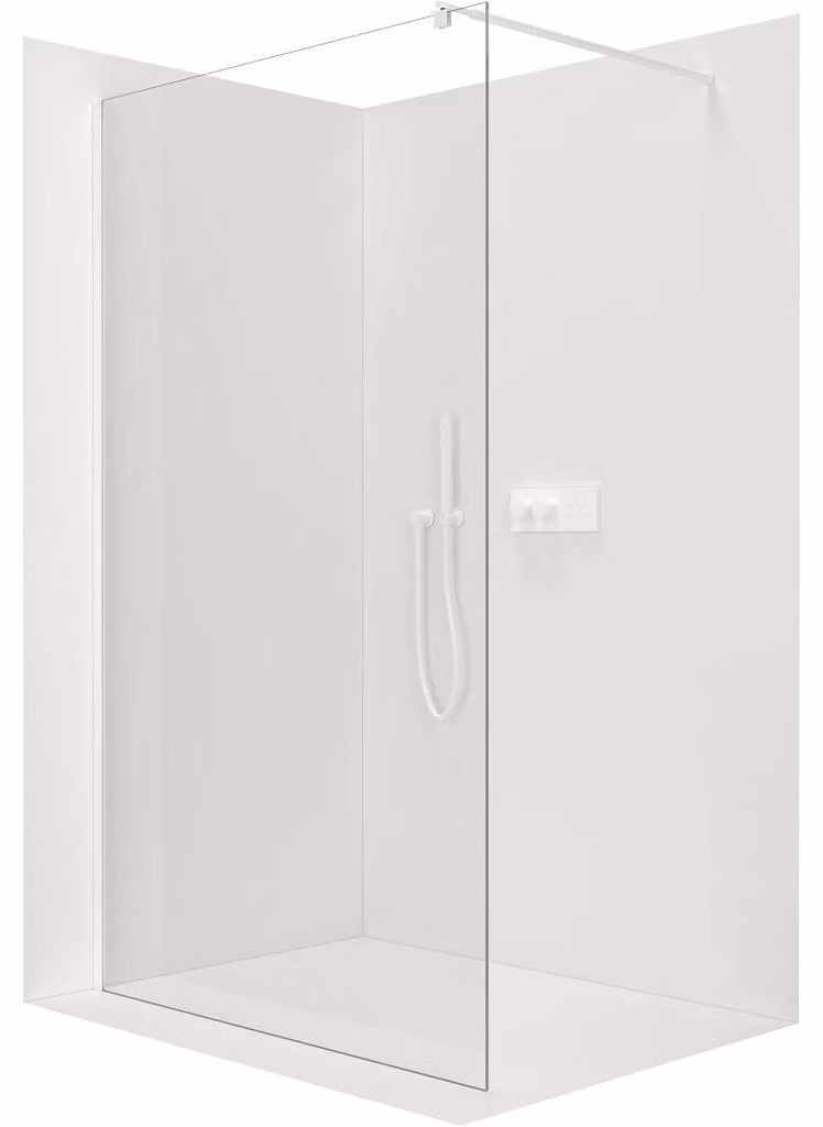 Pannello doccia angolare Walk-in Onyx Round, destro/sinistro - 8 mm - montante rotondo - bianco opaco, vetro trasparente - 50x200 cm