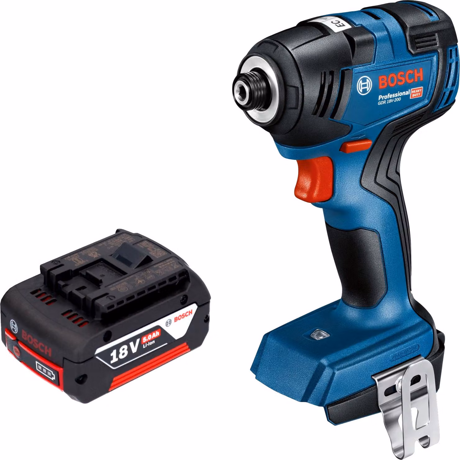 Avvitatore a impatto a batteria Bosch GDR 18V-200 Professional 18 V 200 Nm Brushless + 1 batteria da 5,0 Ah - senza caricabatterie