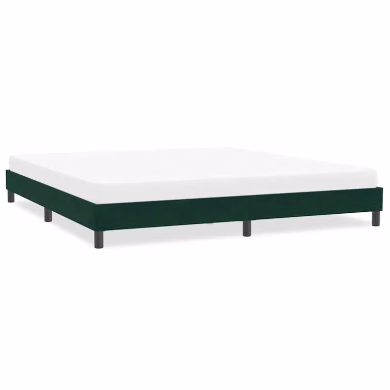 vidaXL Giroletto imbottito in velluto verde scuro con doghe in legno L: 203 cm, P: 213 cm, H: 25 cm