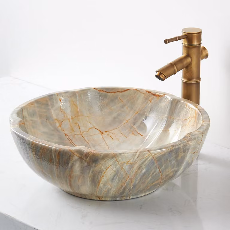 Lavabo da appoggio in Vetroceramica, motivo "petalo", 42x15 cm, colore "rosin-jade"