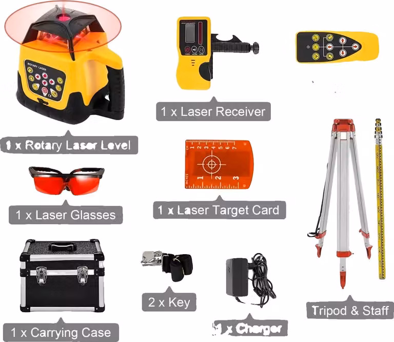 Livella laser, alta precisione, costruzione robusta, set di raggi rossi, modello 1