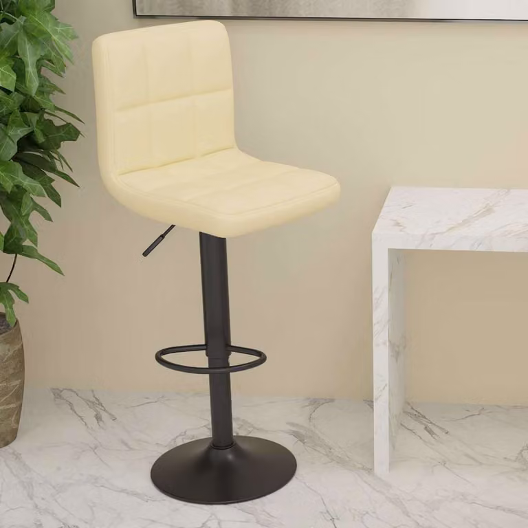 Sgabello da bar vidaXL moderno in tessuto e similpelle beige con struttura in metallo