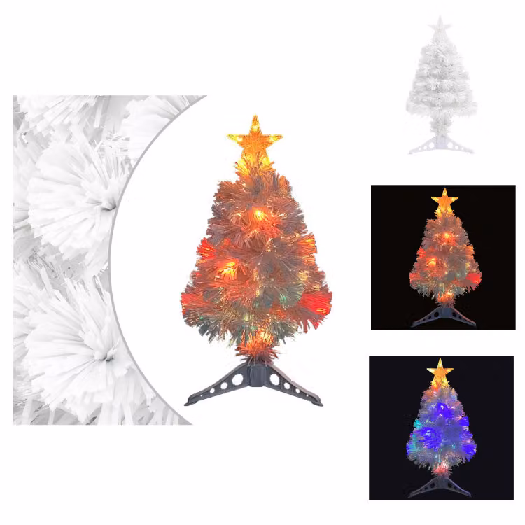 vidaXL Albero di Natale artificiale con illuminazione bianca 64 cm in fibra di vetro - Alberi di Natale