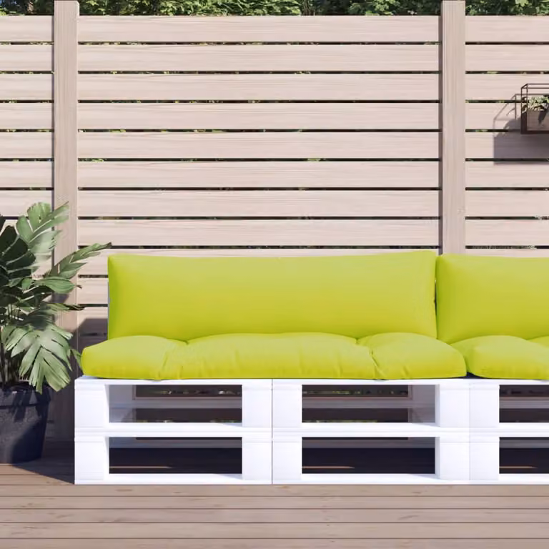Set di 2 cuscini per divani in pallet vidaXL in tessuto verde, impermeabili e resistenti ai raggi UV, L 110 x P 58 x H 10 cm