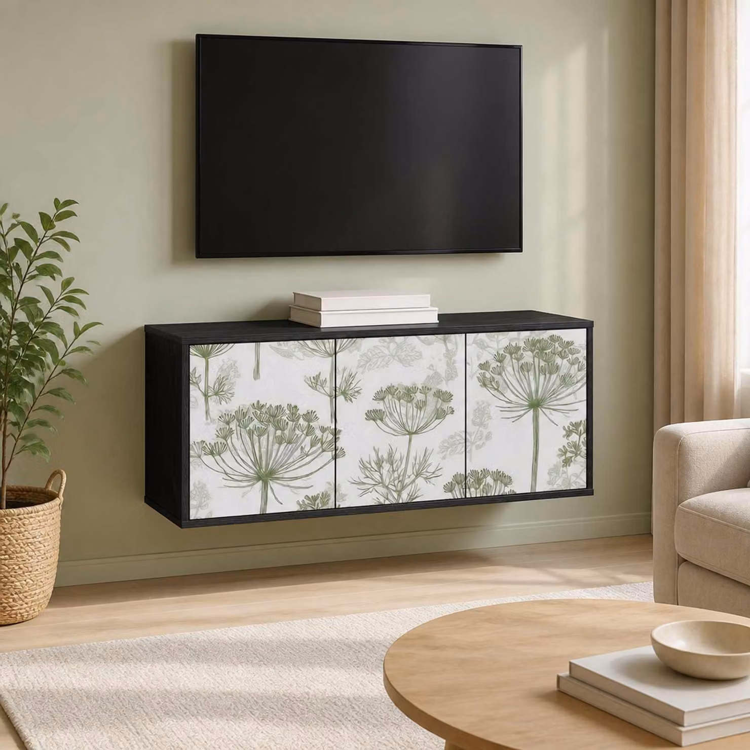Mobile TV da parete vidaXL GOTHA in Rovere Nero, L 102 x P 33 x H 40 cm